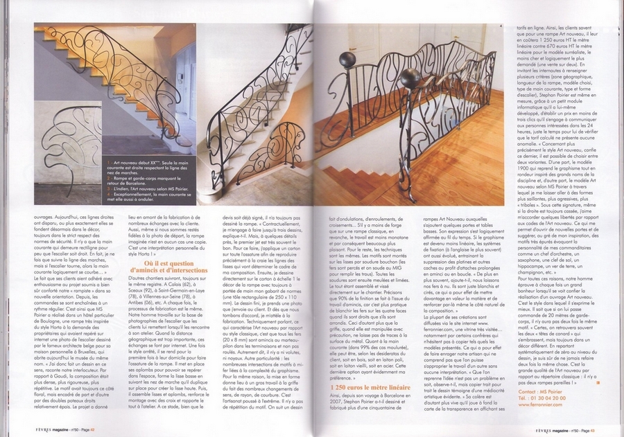 Création d'une rampe en fer forgé style Art Nouveau et Stephan Poirier